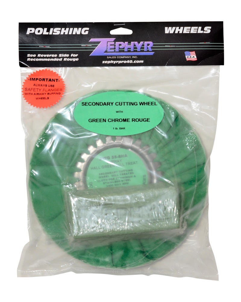 Zephyr Products AWG58-8WB Green 8"" Hall Airway Buffing Wheel with 1 LB Green Bar Medium/Lite Cut  1 Pack - Image 4